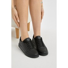 Tonny Black Unisex Siyah Hafif Faylon Taban Bağcıklı Günlük Spor Ayakkabı
