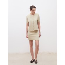 Soulife Dar Fit Leopar Desenli Triko Mini Etek