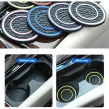 Brentino Araç Içi Bardak Tutucu Matları Kaymaz Silikon Pvc Tabanlık Su Geçirmez Ped