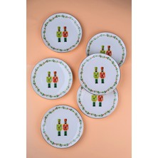 Tabak Evi Porselen Altın Yaldızlı Kurşun Asker Pasta Tabağı 20,50CM 6 Lı