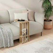 Ayz Pint Tekerlekli C Yan Sehpa, Koltuk Yan Sehpa, Zigon Sehpa, Kahve Servis Sehpası Atlantik Çam - Beyaz