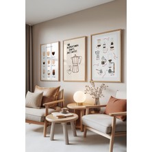 Zestia Ahşap Çerçeveli 3’lü Tablo Seti, Kahve Tutkusu – Coffee Lover Serisi, Mutfak Set No: 30004