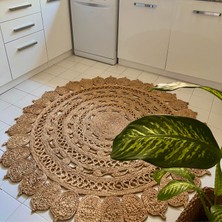 Cool Halı Cool Halı Stew CA-108 Natural Yuvarlak Jüt Halı El Dokuma Hasır Halı Dekoratif Jüt Örgü Halı Natural Jüt Kilim