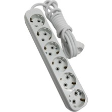 Makel 6 Lı 3 Metre Topraklı Grup Priz Beyaz