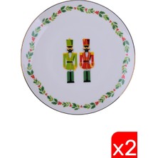 Tabak Evi Porselen Altın Yaldızlı Kurşun Asker Pasta Tabağı 20,50CM 2 Li