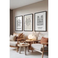 Zestia Siyah Çerçeveli 3’lü Tablo Seti, Avrupa Şehirleri ve Simgeleri – Kültür Serisi, Salon Set No: 30027