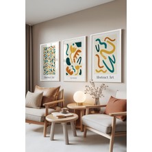 Zestia Beyaz Çerçeveli 3’lü Tablo Seti, Matisse Abstract – Renkli Figürler, Ofis Set No: 30092