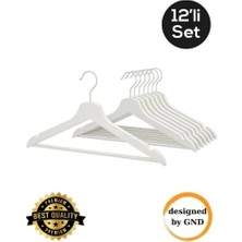 Hausgarten 12 Adet Ahşap Beyaz Elbise Askısı Tam Vernikli