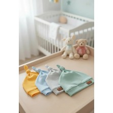 Huglette Bebek Üstten Bağlamalı Armalı 4'lü Pamuklu Bere Şapka