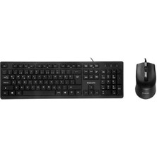 Philips SPT6234B USB 1.2 Metre Kablolu Ofis Tipi Siyah Numpadli Türkçe Q Klavye Mouse Seti