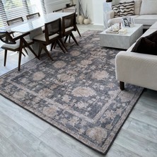 Cool Halı Private Yeşil Eskitme Vintage Etnik Desenli Otantik Dokuma Şönil Yıkanabilir Salon Halısı