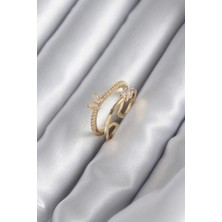 Dodes Dodes Pirinç Gold Renk Zirkon Taş Detay Kelebek Model Kadın Yüzük TG27BYK2989