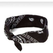 Herşey Nota Siyah Etnik Desenli Bandana & Fular