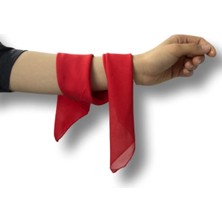 Herşey Nota Kırmızı Renkli Düz Şifon Fular Çok Amaçlı Aksesuar