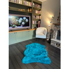 Doğuş Peluş Halı A Post Turkuaz Yumuşak Dokulu Peluş Halı Tek Kafa Post
