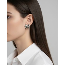 Winy Concept Kadın Fiyonk Gümüş Renk Küpe - Kararmaz Paslanmaz Çelik Tasarım