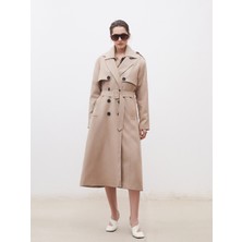 Soulife Ceket Yaka Süet Görünümlü Kadın Trençkot