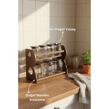 Bambum Nero - Bench - 8 Parça 2 Katlı Standlı Baharatlık Seti