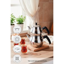 Bambum 18-10 Paslanmaz Çelik Çaydanlık Takımı 1,60lt ve 1,25lt Kapasiteli Kullanışlı Tasarım