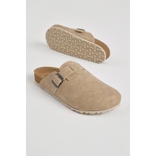 Tonny Black Erkek Bej Kalın Poli Taban Tokalı Önü Kapalı Terlik