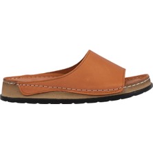 Napa Shoes Hakiki Deri Lazer Kesim Delikli Rahat Taban Kadın Terlik NAPA-309