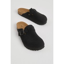 Tonny Black Erkek Siyah Kalın Poli Taban Tokalı Önü Kapalı Terlik