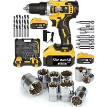 Metal Şanzımanlı 58W 8AH Li-Ion Şarjlı Vidalama Matkap