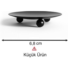 Mum Tabağı Şamdan Metal Altlık Takı Kasesi Dekoratif Mini Organizer Düzenleyici Tabak Siyah 6,8 cm