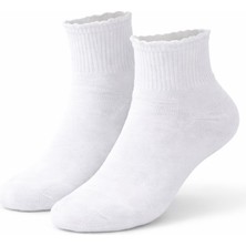 Plus Scorpion Kadın Beyaz-Siyah -Çok Renkli  Kısa Konç Pikot Çorap – Günlük Kullanıma Uygun Yumuşak ve Konforlu