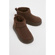 Tonny Black Çocuk Unisex Kahve Kalın Poli Taban Içi Kürklü Süet Görünümlü Günlük Bot