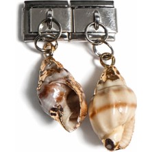 Hector Co Jewellery Doğal Deniz Kabuğu Figürlü Italyan Charm – Çelik Bileklik Uyumlu Sallantılı Charm