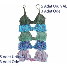 Bonbon Kadın Transparan Tül Fırfırlı Balensiz Desteksiz 5'li Paket Sütyen BB2124