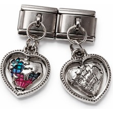 Poseidons Jewellery Italyan Charm Dünya Kalp Figürlü Sallantılı Modüler Bileklik Charmı