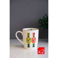 Tabak Evi Porselen Altın Yaldızlı Kurşun Asker Kulplu Mug Kupa 9cm 220ML 2 Li