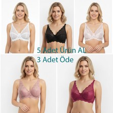 Bonbon Kadın Dantelli Toparlayacı 5 Renk 5'li Paket Sütyen BB2125