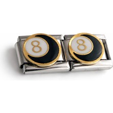 Hector Co Jewellery 8 Topu Figürlü Italyan Charm | Siyah Altın Detaylı Paslanmaz Çelik Bileklik Ucu