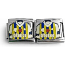 Poseidons Jewellery Sarı Lacivert Forma Figürlü Italyan Charm | Paslanmaz Çelik Nomination Uyumlu Bileklik Parçası