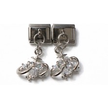 Poseidons Jewellery Şeffaf Taşlı Gezegen Figürlü Italyan Charm