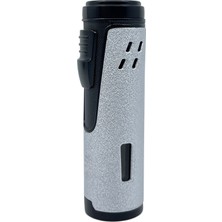 Parmida Premium 4 Jet Alevli Pürmüz Puro Çakmağı – Dahili Delicili & Hediye Kutulu (Gümüş - Siyah)