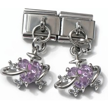 Poseidons Jewellery Mor Kalp Taşlı Gezegen Figürlü Italyan Charm