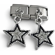 Poseidons Jewellery Taşlı Yıldız Figürlü Italyan Charm | Sallantılı Paslanmaz Çelik Bileklik Ucu