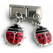 Poseidons Jewellery Uğur Böceği Figürlü Italyan Charm | Sallantılı Paslanmaz Çelik Bileklik Ucu