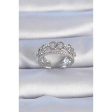 Dodes Dodes Pirinç Gümüş Renk Zirkon Taşlı Inci Detay Kadın Yüzük TG27BYK3337