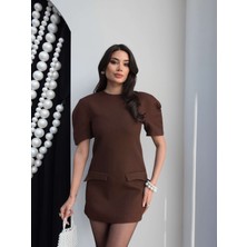 Esra Helvacı Süs Cep Vatkalı Mini Elbise