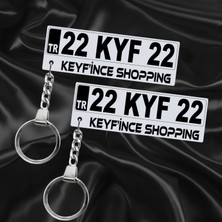 Keyf'ince Shopping Kişiye Özel Çift Yönlü Gümüş Aynalı Pleksi Plaka Anahtarlık Premium Tasarımlı Hediye Model-1