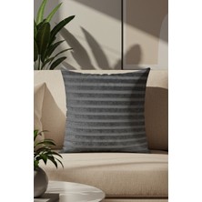 Sezyon Elya Çizgi Desenli 50X50 Kömür Siyahı Renkli Kırlent Kılıfı