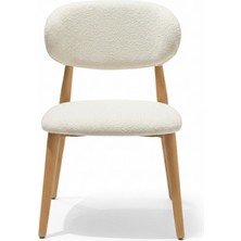 GESSO Bohem Tarz Doğal Kayın İskeletli Teddy Kumaş Sandalye – Modern & Konforlu Tasarım