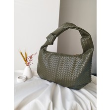 Vivazzaluxe Vintage Model Örgü Desen Bağlamalı Deri Orta-Büyük Boy Kadın El, Kol, Omuz Çanta