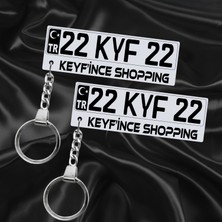 Keyf'ince Shopping Kişiye Özel Çift Yönlü Gümüş Aynalı Pleksi Plaka Anahtarlık Premium Tasarımlı Hediye Model-2