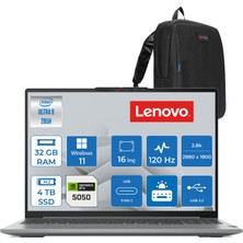 Lenovo Ideapad Pro 5 16IAH10 Intel Core Ultra 9 285H 32GB 8400MHZ 4tb SSD Windows 11 Home RTX5050 8gb Gddr7 16" 2.8k (2880X1800) OLED 1100NITS 120Hz IP83JM0012TRH05 + Zetta Çanta